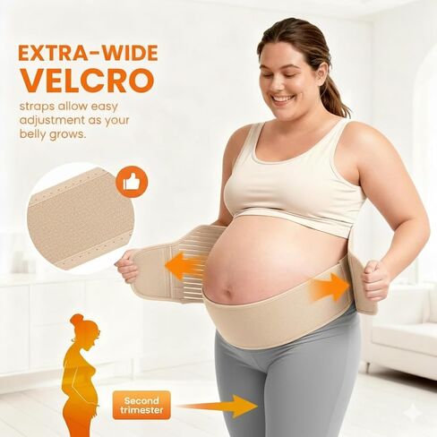 Plus Size Pregnancy Belly Band – Extra Large Maternity Support Belt for Belly, Waist & Back Pain Relief – Adjustable & Breathable Belly Band for 4XL Moms (Fits Waist 55"-67",Beige) in Kuwait