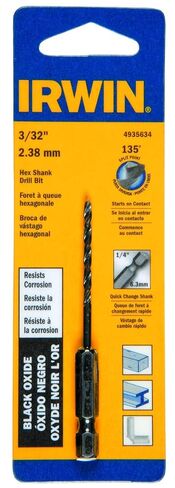 Irwin Tools 4935634 Oxide Hex Shank Drill Bit, 3/32-Inch, Black in Kuwait