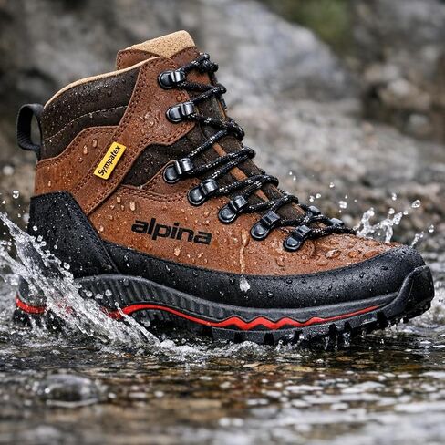 Alpina NEPAL Premium Men’s Mountaineering Boots | 8'' high Nubuck Leather Sympatex Waterproof Hiking Boots | Vibram - Slip Resistant Sole | VCP Fit System | E-Foam Cushioning | Crampon Compatible | Handmade in Europe in Saudi Arabia