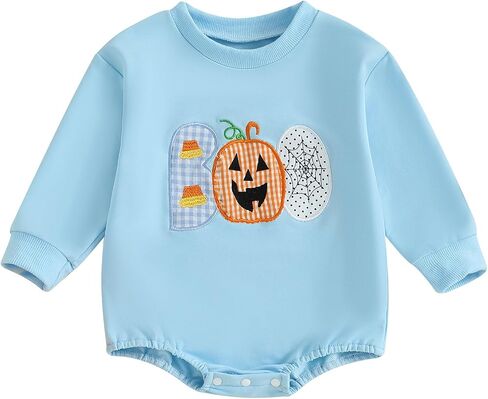 Newborn Baby Halloween Outfit Boy Girl Boo Onesie Sweatshirt Bubble Romper Bodysuit Infant Fall Pumpkin Clothes in Kuwait