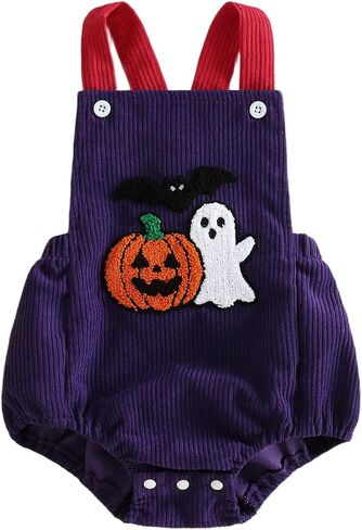 Baby Girl Boy Halloween Outfit Pumpkin Sleeveless Newborn Overalls Romper in Kuwait