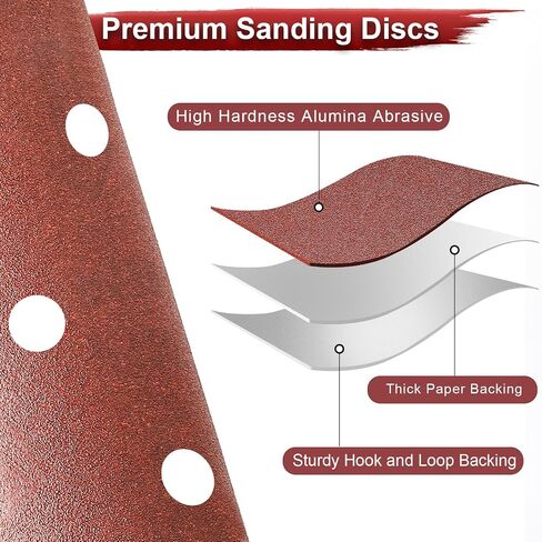 9 Inch 6 Hole Drywall Sandpaper 150Grit 50PCS | Hook and Loop, Aluminum Oxide, Sanding Discs for Drywall Sander in Kuwait