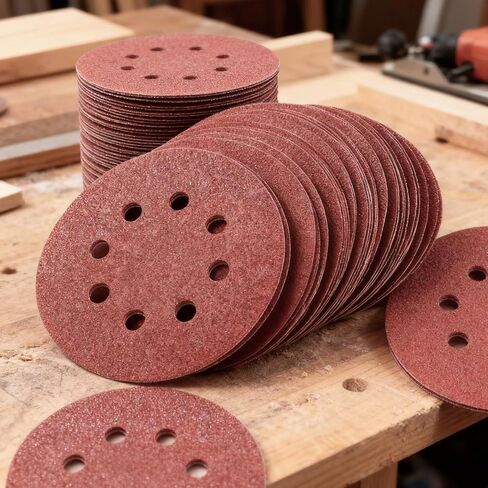 40 Sheets Sanding Discs Kit, 60/80/100/120/150/180/240/320 Grit, 5 inch Sandpaper Sander Round Sand Paper for Orbital Sanders,Premium PE Backing, Wood, Metal, Auto Sandpaper Assortment in Kuwait