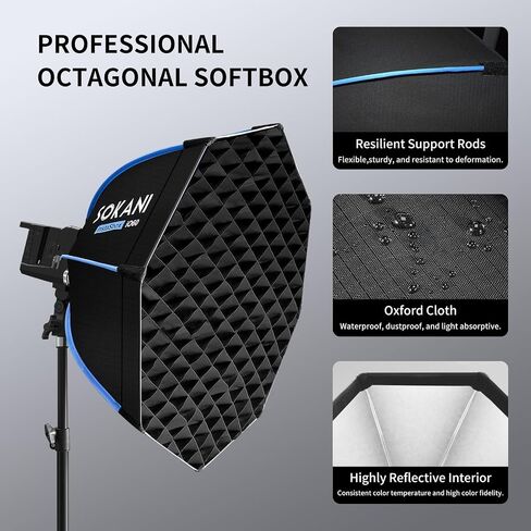 Sokani 23.6"/60cm Octagonal Softbox+Honeycomb Grid, with S-Type Bracket | Quick Release Light Diffuser, Compatible with Godox AD200 Pro II, AD300 Pro II, AD400 Pro II, AD100 Pro II, V100, V1 Pro in Kuwait