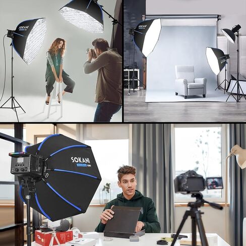 Sokani 23.6"/60cm Octagonal Softbox+Honeycomb Grid, with S-Type Bracket | Quick Release Light Diffuser, Compatible with Godox AD200 Pro II, AD300 Pro II, AD400 Pro II, AD100 Pro II, V100, V1 Pro in Kuwait
