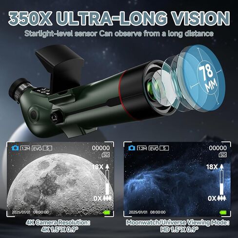 Smart Telescope,Refractor Auto-Focus Portable Digital Electronic Telescopes | with 4K Astrophotography Camera, Internal And External Dual Screens Spotter for Adults and Beginners Astronomy in Kuwait