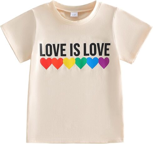 Toddler Pride Shirt for Boys Girls Kids Rainbow Heart Short Sleeve Love is Love Print Summer Children T-Shirt Top in Kuwait