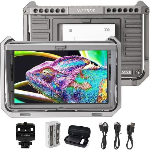 VILTROX DC-X3 6 Inch 2000Nits Camera Video Field Monitor with Rig Cage | Touc Screen Full HD 1920x1080 Director AC Monitor with 4K HDMI/3G-SDI Loop in&Out 3D Lut RGB Parade Focus Peaking in Kuwait