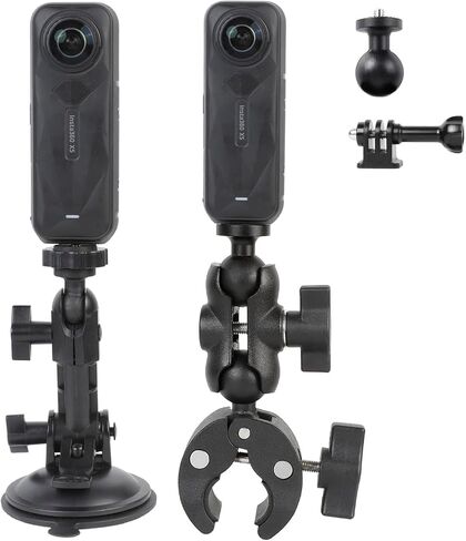 PellKing 360° Suction Cup Mount Handlebar Mount Kit for Insta360 AcePro2/X5/X4,360 Degree Adjustable Suction Cup Aluminium Handlebar Mount Compatible for Osmo Action 6/5/4/3GoPro 13/12/11/9,and More in Kuwait