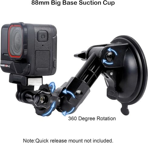 PellKing 360° Suction Cup Mount Handlebar Mount Kit for Insta360 AcePro2/X5/X4,360 Degree Adjustable Suction Cup Aluminium Handlebar Mount Compatible for Osmo Action 6/5/4/3GoPro 13/12/11/9,and More in Kuwait