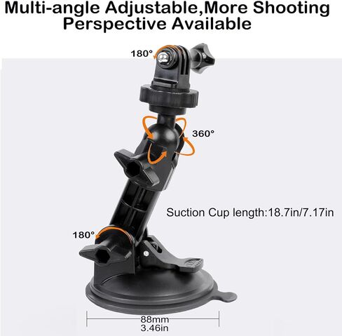 PellKing 360° Suction Cup Mount Handlebar Mount Kit for Insta360 AcePro2/X5/X4,360 Degree Adjustable Suction Cup Aluminium Handlebar Mount Compatible for Osmo Action 6/5/4/3GoPro 13/12/11/9,and More in Kuwait
