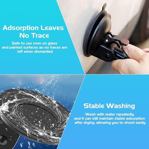 PellKing 360° Suction Cup Mount Handlebar Mount Kit for Insta360 AcePro2/X5/X4,360 Degree Adjustable Suction Cup Aluminium Handlebar Mount Compatible for Osmo Action 6/5/4/3GoPro 13/12/11/9,and More in Kuwait