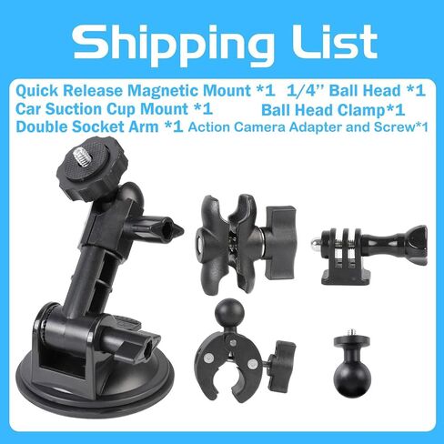 PellKing 360° Suction Cup Mount Handlebar Mount Kit for Insta360 AcePro2/X5/X4,360 Degree Adjustable Suction Cup Aluminium Handlebar Mount Compatible for Osmo Action 6/5/4/3GoPro 13/12/11/9,and More in Kuwait