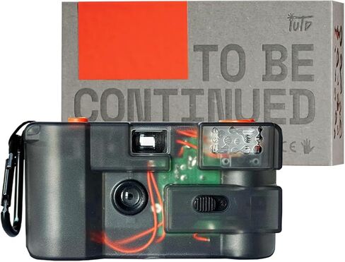 to Be Continued (TBC) Reusable 35mm Film Camera – Transparent Design, 28mm Wide Lens, Reloadable and Analog, Built-in Flash, Point and Shoot in Kuwait