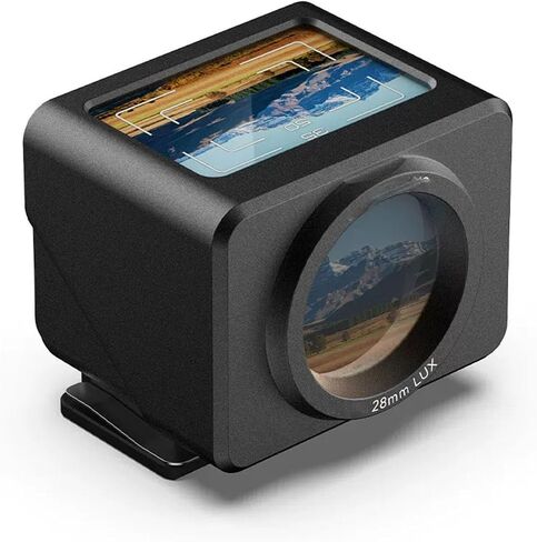 Camera Optical Waist Level Viewfinder, Aluminum External Optical Viewfinder with 28/35/50mm Frame Lines, Detachable Anti-Glare Hood, Adjustable Hot Cold Shoe Mount, for Black in Kuwait
