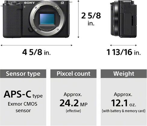 Sony Alpha ZV-E10 - APS-C Interchangeable Lens Mirrorless Vlog Camera Kit - Black (Renewed) in Kuwait