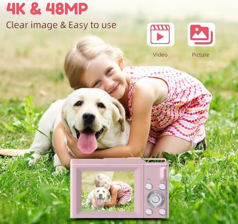 Digital Camera, FHD 4K Digital Point and Shoot Camera with 16X Zoom Anti Shake, 48MP Compact Small Camera with 32GB Card for Boys Girls Kids in Kuwait