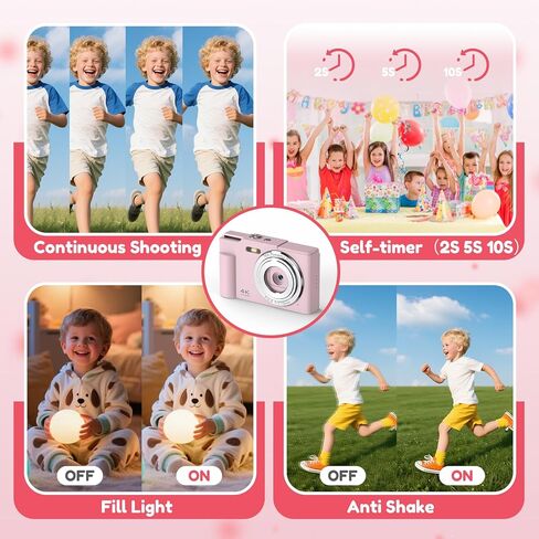 Digital Camera, FHD 4K Digital Point and Shoot Camera with 16X Zoom Anti Shake, 48MP Compact Small Camera with 32GB Card for Boys Girls Kids in Kuwait