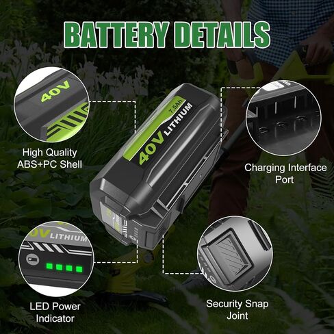Enermall 1Pack 7.5Ah OP40601 Replacement for Ryobi 40V Battery Compatible with Ryobi 40 Volt Battery Lithium OP4040 OP40401 OP4026 OP40261 OP4050 OP40201 Compatible with 40V Battery Power Tools | Compatible with Ryobi 40 Volt Battery Lithium OP4040 OP4040 in Saudi Arabia