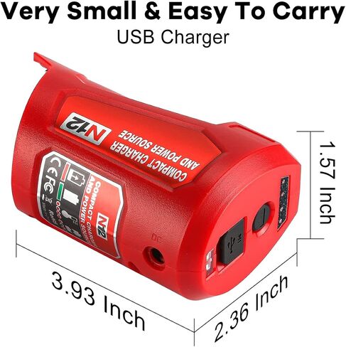 DONGPUCUN 12V Power Source Replacement for Milwaukee M-12 Battery with 2.1A Wall Plug, USB Port & DC 12V Outlet Portable Heated Jacket Battery Adapter for Milwaukee in Kuwait