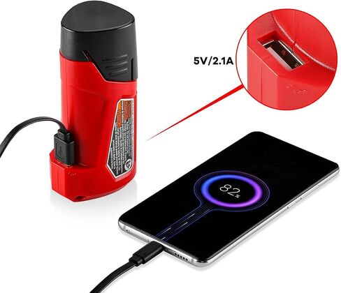 DONGPUCUN 12V Power Source Replacement for Milwaukee M-12 Battery with 2.1A Wall Plug, USB Port & DC 12V Outlet Portable Heated Jacket Battery Adapter for Milwaukee in Kuwait