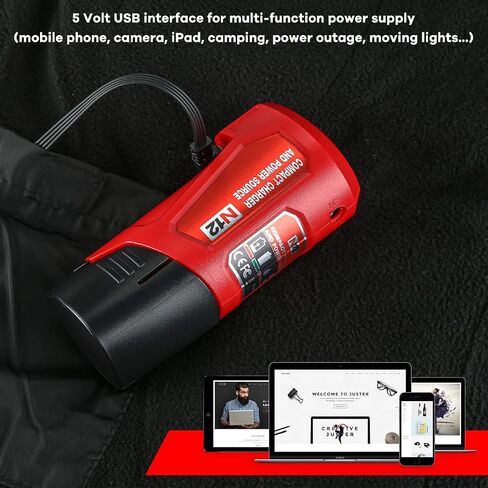 DONGPUCUN 12V Power Source Replacement for Milwaukee M-12 Battery with 2.1A Wall Plug, USB Port & DC 12V Outlet Portable Heated Jacket Battery Adapter for Milwaukee in Kuwait