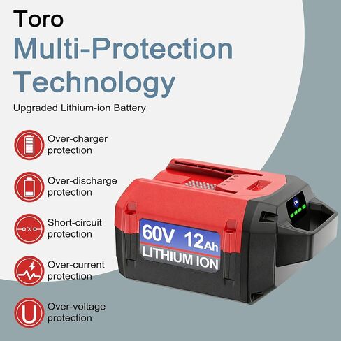 DTK 12Ah Long Lasting Batteries Replacement for Toro 60V Battery Ultra-High Capacity 12000mAh Lithium Battery in Kuwait