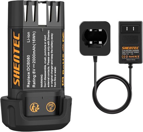Shentec 2 Pack 2000mAh 8V Battery Compatible with DEWALT DCB080 | DCF680N1 DW4390 DCF680N2 DCF680G2 Pod Style Battery in Kuwait