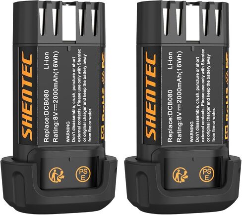 Shentec 2 Pack 2000mAh 8V Battery Compatible with DEWALT DCB080 | DCF680N1 DW4390 DCF680N2 DCF680G2 Pod Style Battery in Saudi Arabia