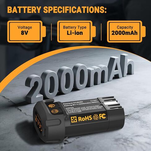 Shentec 2 Pack 2000mAh 8V Battery Compatible with DEWALT DCB080 | DCF680N1 DW4390 DCF680N2 DCF680G2 Pod Style Battery in Saudi Arabia
