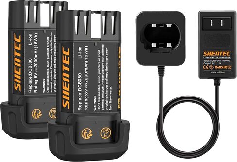 Shentec 2 Pack 2000mAh 8V Battery Compatible with DEWALT DCB080 | DCF680N1 DW4390 DCF680N2 DCF680G2 Pod Style Battery in Saudi Arabia
