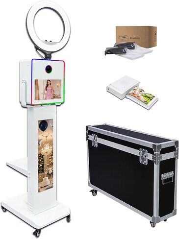 Magic Mirror Photo Booth Machine with 15.6in Touch Screen and Ring Light,Selfie Photobooth Machine RGB Light for Wedding,Parties,Exhibition,Rent (Machine+Mini Printer) in Saudi Arabia