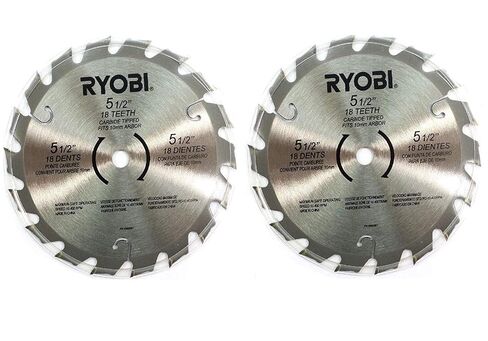 (2) Ryobi 5 1/2" 18 Tooth Carbide-Tipped Circular Saw Blades Fit 10mm Arbor in Kuwait