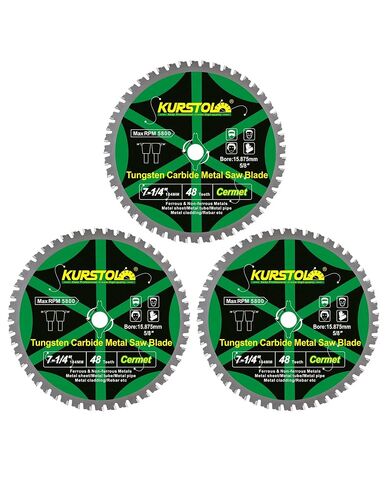 7-1/4 Inch Metal Cutting Saw Blade 48 Teeth - Ceramic Carbide Tipped for Steel, Iron, Steel Pipe, Non-Ferrous and Ferrous Metals, 5/8" Arbor in Kuwait