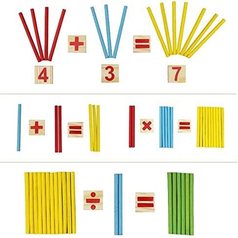 KUTOI Counting Number Blocks and Sticks | Montessori Toys for Kids Learning| Homeschool Supplies for Math manipulatives | Toddlers Educational Wooden rods with Storage Tray in Kuwait