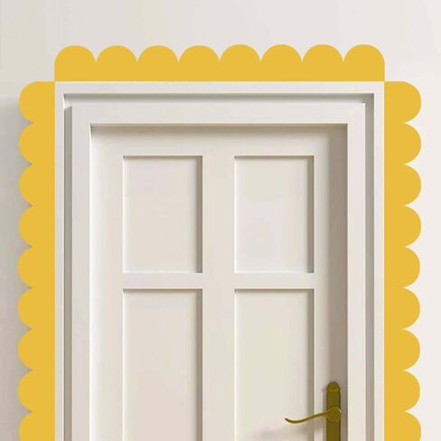 Yellow Wavy Line Wall Stickers Multi-Wave Border Edge Board Decor Scalloped DIY Wall Decals for Skirting Decoration Children's Room Baby Room in Kuwait
