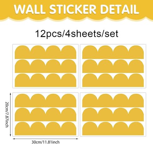 Yellow Wavy Line Wall Stickers Multi-Wave Border Edge Board Decor Scalloped DIY Wall Decals for Skirting Decoration Children's Room Baby Room in Kuwait