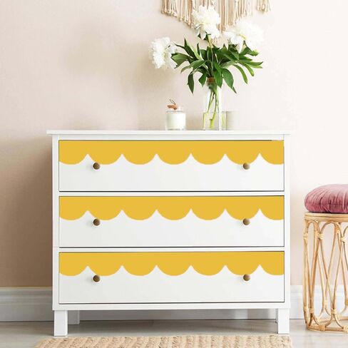 Yellow Wavy Line Wall Stickers Multi-Wave Border Edge Board Decor Scalloped DIY Wall Decals for Skirting Decoration Children's Room Baby Room in Kuwait