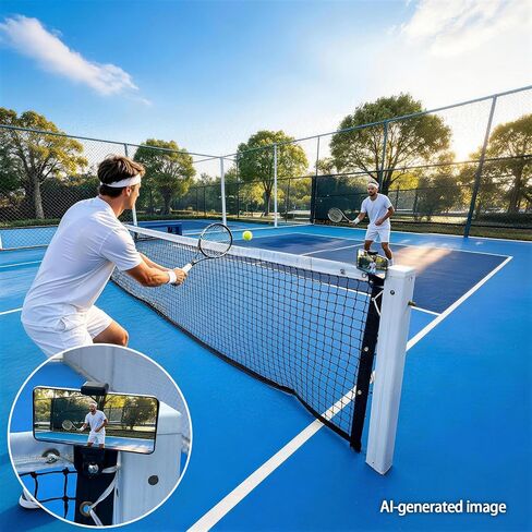 360° Adjustable Dual-Use Phone Holder,Tennis Net & Chain Fence Camera Mount | 360° angle adjustment | Fits phones & action cameras | Dual-use tennis net & chain-link | Standard 1/4"-20 screw interface in Kuwait