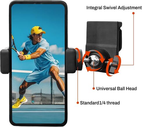 360° Adjustable Dual-Use Phone Holder,Tennis Net & Chain Fence Camera Mount | 360° angle adjustment | Fits phones & action cameras | Dual-use tennis net & chain-link | Standard 1/4"-20 screw interface in Kuwait