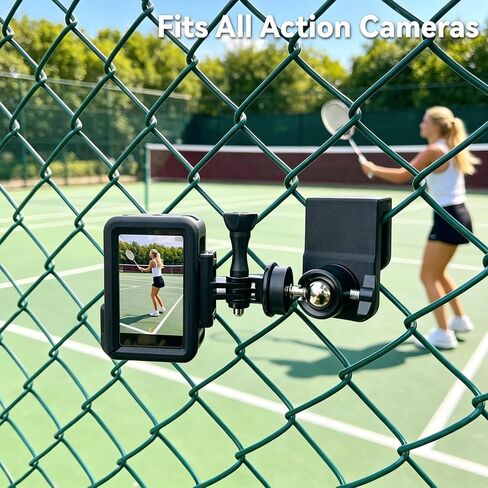 360° Adjustable Dual-Use Phone Holder,Tennis Net & Chain Fence Camera Mount | 360° angle adjustment | Fits phones & action cameras | Dual-use tennis net & chain-link | Standard 1/4"-20 screw interface in Kuwait
