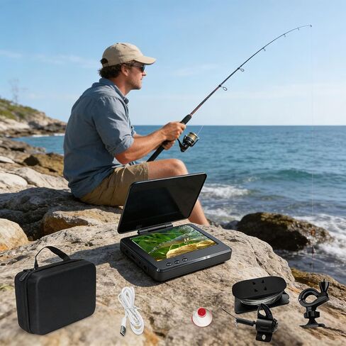 Portable Underwater Monitor with Adjustable Bracket and 195 Degree View for Clear Fish Observation Fishing Gear with Display in Kuwait