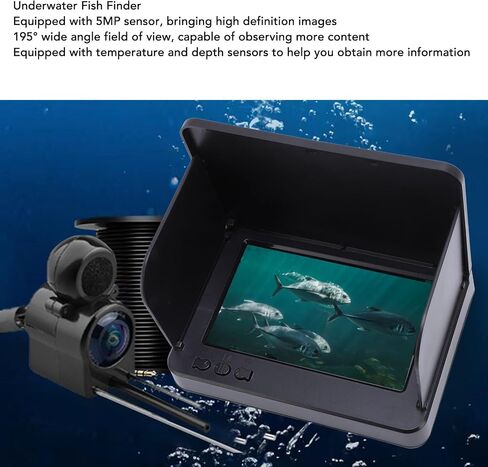Diyeeni Underwater Fishing Camera, 1080P 5MP 195 Wide Angle Video Fish Finder, 5" HD Screen IP67 Water Proof Fishing Camera with 20m Cable for Fish in Kuwait