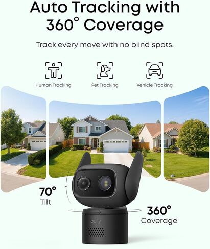 eufy Security Indoor/Outdoor Camera C31(2-Pack), IP66, No Subscription | Spotlight-Free Color Night Vision, 360° Coverage Pan &Tilt, AutoTracking, AI Human/Vehicle/Pet/Cry Detection, 24/7 Recording in Saudi Arabia