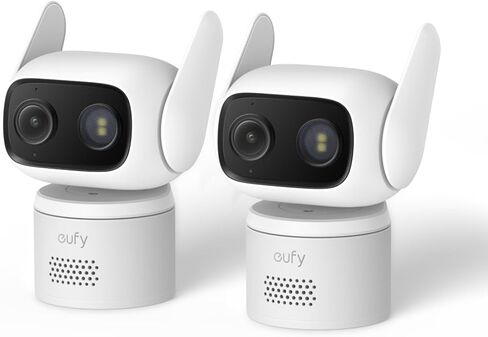 eufy Security Indoor/Outdoor Camera C31(2-Pack), IP66, No Subscription | Spotlight-Free Color Night Vision, 360° Coverage Pan &Tilt, AutoTracking, AI Human/Vehicle/Pet/Cry Detection, 24/7 Recording in Saudi Arabia