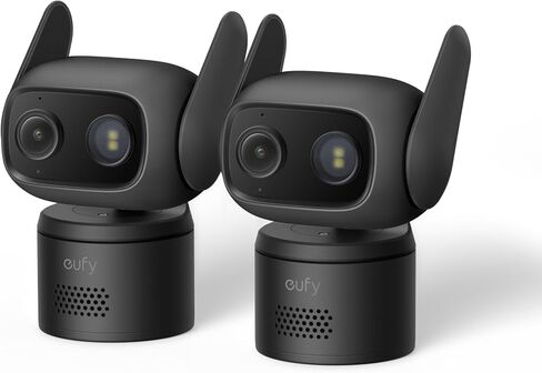 eufy Security Indoor/Outdoor Camera C31(2-Pack), IP66, No Subscription | Spotlight-Free Color Night Vision, 360° Coverage Pan &Tilt, AutoTracking, AI Human/Vehicle/Pet/Cry Detection, 24/7 Recording in Saudi Arabia