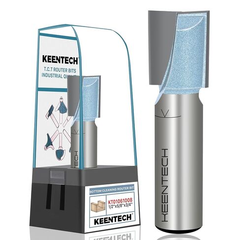 KEENTECH Router Bits, 1/2" Shank, Bottom Cleaning Router Bit, Carbide Tipped Surfacing Bit, CNC Spoilboard Bit, Slab Flattening Industrial Cutting Tools, Woodworking, Planing, 1-1/2" Dia., 3/4" Depth in Kuwait