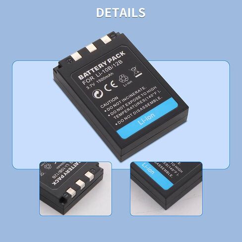 2-Pack LI-10B / LI-12B Battery Set with LCD Charging Adapter, Compatible with Olympus and Kodak Digital Cameras, Models C-70, C-770, C-5000, C-7000, X-3, X-500, Stylus 500, 800, 810, and 1000 in Kuwait