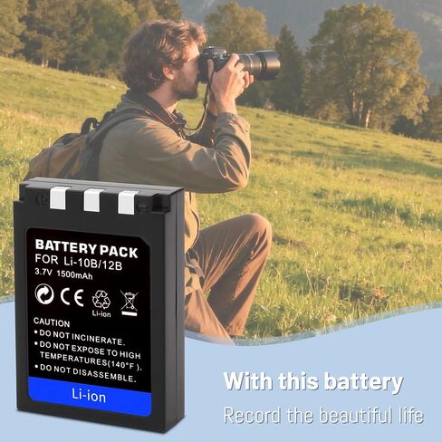 2-Pack LI-10B / LI-12B Battery Set with LCD Charging Adapter, Compatible with Olympus and Kodak Digital Cameras, Models C-70, C-770, C-5000, C-7000, X-3, X-500, Stylus 500, 800, 810, and 1000 in Kuwait