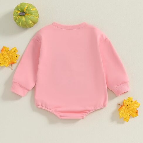FYBITBO Newborn Halloween Outfit Girl Boy Boo Ghost Romper Bubble Sweatshirt Bodysuit Fall Shirt Halloween Baby Clothes (Boo Ghost-Pink, 0-3 Months) in Kuwait